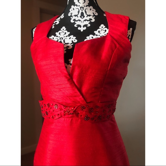 Handmade Custom Red Rhinestone Dress - Picture 2 of 4